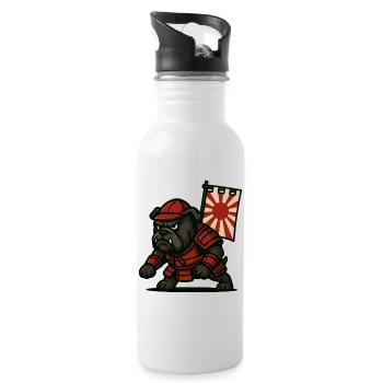 Bulldogge Samurai Rising - Trinkflasche mit integriertem Trinkhalm - Weiß - Rechts