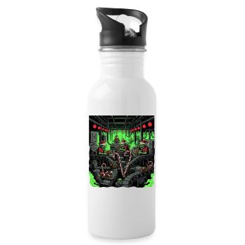 Creepy Zombie Christmas Elf Gothic Horror Desig - Water bottle with straw - white - Right