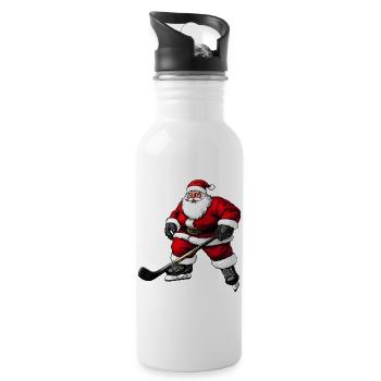 Eishockeyspieler Weihnachtsmann - Water bottle with straw - white - Right