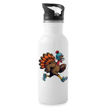 Thanksgiving Football Truthahn - Trinkflasche mit integriertem Trinkhalm - Weiß - Rechts