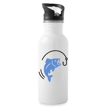 Pêche au poisson sur hameçon logo - Gourde avec paille intégrée - blanc - Droite