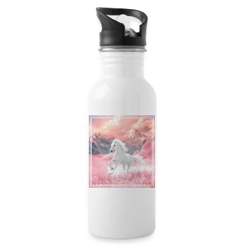 Pferd  - Trinkflasche mit integriertem Trinkhalm - Weiß - Rechts