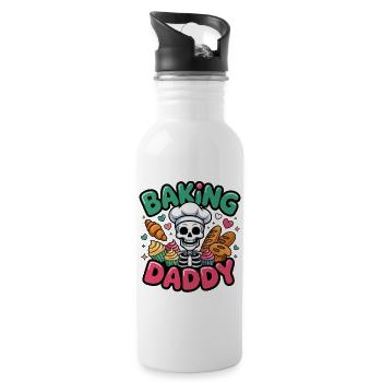 Baking Daddy Totenkopfkoch - Trinkflasche mit integriertem Trinkhalm - Weiß - Rechts