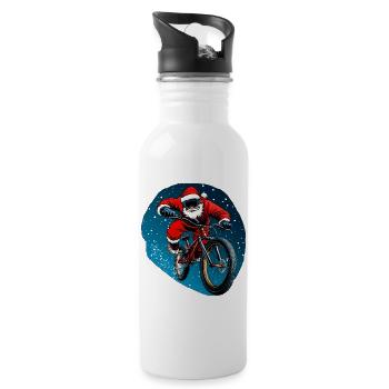 Downhiller Weihnachtsmann - Trinkflasche mit integriertem Trinkhalm - Weiß - Rechts