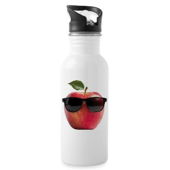 Apfel mit Sonnenbrille - Trinkflasche mit integriertem Trinkhalm - Weiß - Rechts