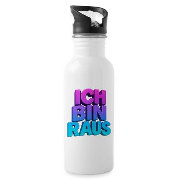 Ich Bin Raus 3D Gradient - Trinkflasche mit integriertem Trinkhalm - Weiß - Rechts