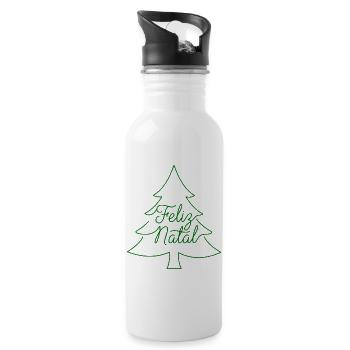 Feliz Natal Christmas Tree Christmas Design - Water bottle with straw - white - Right
