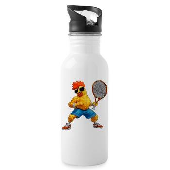 Joueur de tennis poulet - Gourde avec paille intégrée - blanc - Droite