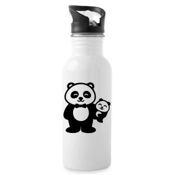 Panda Father Baby Gift Family - Water bottle with straw - white - Right