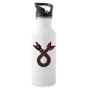 Guitar Loop with Finger Horns - Water bottle with straw - white - Right