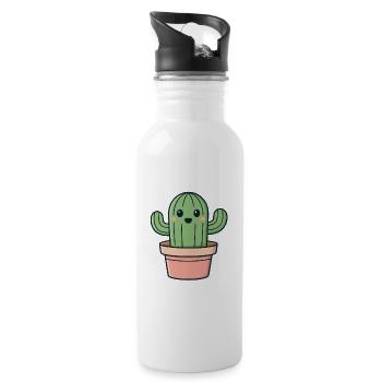 Cactus Sourire En Pot - Gourde avec paille intégrée - blanc - Droite