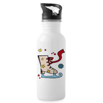 Noël Patinage avec des étoiles - Gourde avec paille intégrée - blanc - Droite