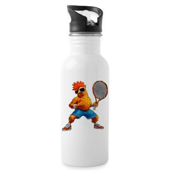 Poulet Tennis - Gourde avec paille intégrée - blanc - Droite