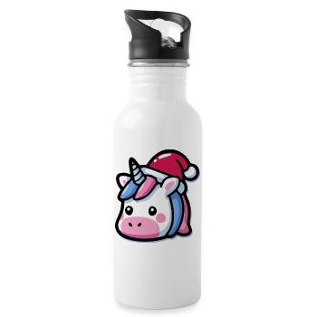 Tête de licorne Santa Hat Kawaii - Gourde avec paille intégrée - blanc - Droite