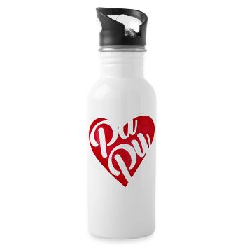 Red Heart Grandpa – Opa-Geschenk - Trinkflasche mit integriertem Trinkhalm - Weiß - Rechts