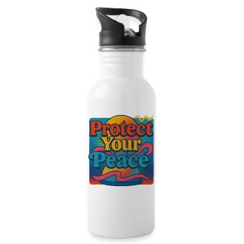 Protect Your Peace Retro Sunset - Water bottle with straw - white - Right