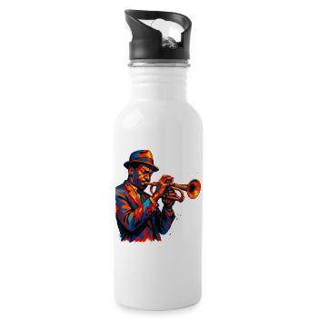 Jazz – Trompete – Musik - Trinkflasche mit integriertem Trinkhalm - Weiß - Rechts