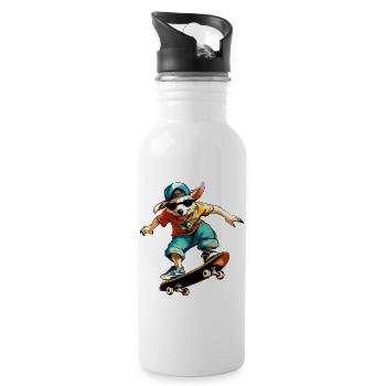 Skateboard Australian Shepherd - Chien - Gourde avec paille intégrée - blanc - Droite