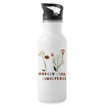 Demain sera de merveilleuses fleurs - Gourde avec paille intégrée - blanc - Droite