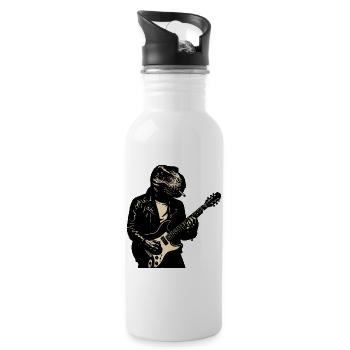Tyranno Rocker Dino Guitarist - Water bottle with straw - white - Right