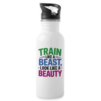 Train like a beast, look like a beauty - Water bottle with straw - white - Right