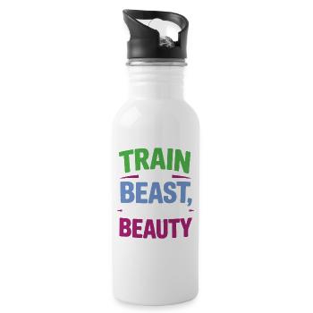Train like a beast, look like a beauty - Water bottle with straw - white - Right