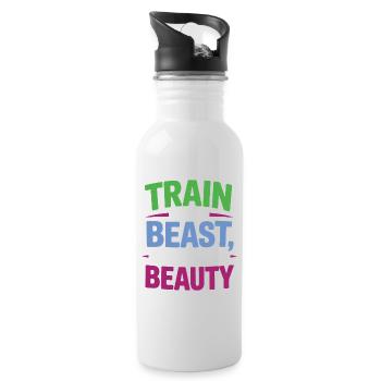 Train like a beast, look like a beauty - Water bottle with straw - white - Right