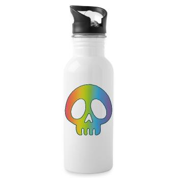 Mehrfarbiger Schädel - Trinkflasche mit integriertem Trinkhalm - Weiß - Rechts