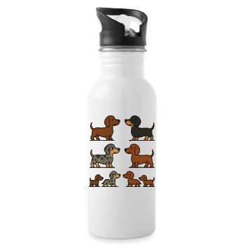 Dachshund Quartet Illustrationspaket - Trinkflasche mit integriertem Trinkhalm - Weiß - Rechts