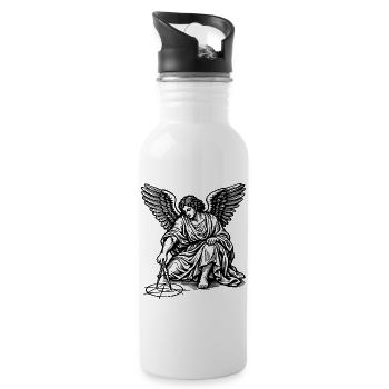 Angel dessinant des figures géométriques avec des boussoles - Gourde avec paille intégrée - blanc - Droite