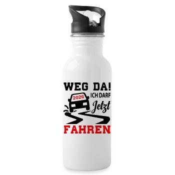Driving License 2026 Driving Test Driving License Test - Water bottle with straw - white - Right