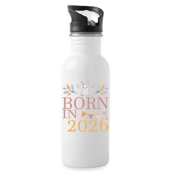 Bébé né en 2026 Né en 2026 Petit lapin mignon - Gourde avec paille intégrée - blanc - Droite