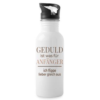 Patience is for beginners – Funny saying - Water bottle with straw - white - Right