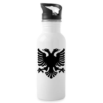 Shqipe Adler – Albanien Doppelkopf Nationalflagge - Trinkflasche mit integriertem Trinkhalm - Weiß - Rechts