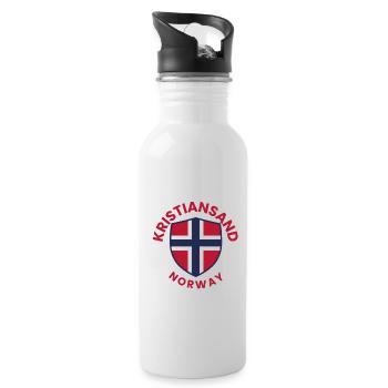 Emblème du bouclier de Norvège de Kristiansand - Gourde avec paille intégrée - blanc - Droite