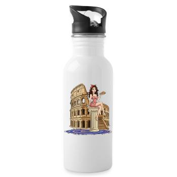 Pinup at Colosseum with pizza - Water bottle with straw - white - Right