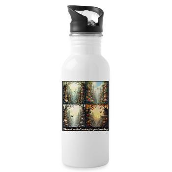 Four Seasons in the City of Books - Water bottle with straw - white - Right