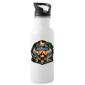 Getragen von der Stille - Trinkflasche mit integriertem Trinkhalm - Weiß - Rechts