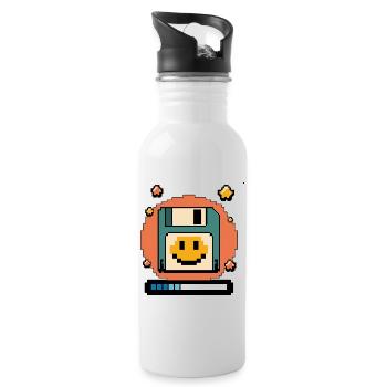 Floppy Disk Retro Internet - Water bottle with straw - white - Right