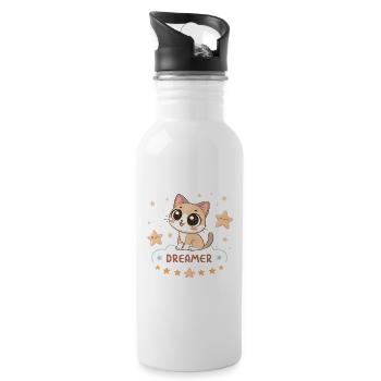 Chaton Rêveur Pastel Etoiles - Gourde avec paille intégrée - blanc - Droite