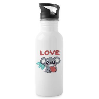 Koala-Herz-Liebe Kawaii - Trinkflasche mit integriertem Trinkhalm - Weiß - Rechts