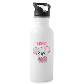Koalaherz, süße Liebe, Pastell, - Trinkflasche mit integriertem Trinkhalm - Weiß - Rechts