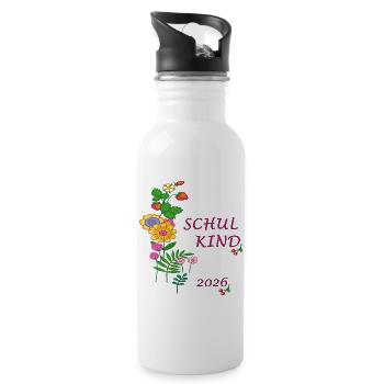 Schulkind  2026 - Trinkflasche mit integriertem Trinkhalm - Weiß - Rechts