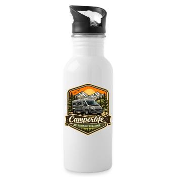 La vie de camping-car est un voyage - Campeur - Gourde avec paille intégrée - blanc - Droite
