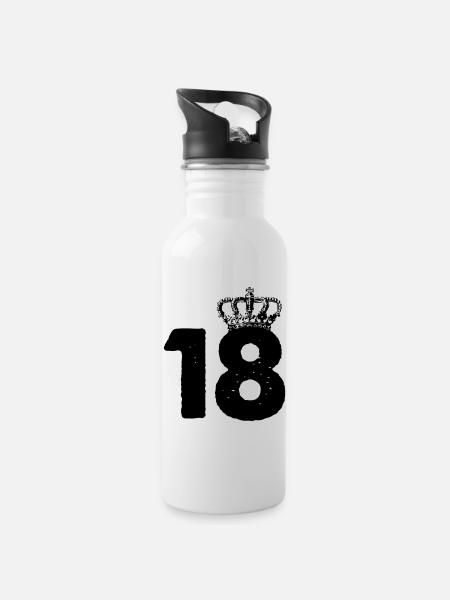 18 Krone - Trinkflasche mit integriertem Trinkhalm - Weiß
