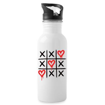 Graffiti Hearts – Dripping Love Street Art - Water bottle with straw - white - Right