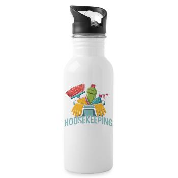 Funny Cleaning Design - Water bottle with straw - white - Right