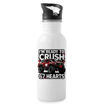 Écraser les Cœurs MonsterTruck - Gourde avec paille intégrée - blanc - Droite