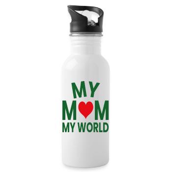 Meine Mutter Meine Welt Liebes Herz - Trinkflasche mit integriertem Trinkhalm - Weiß - Rechts