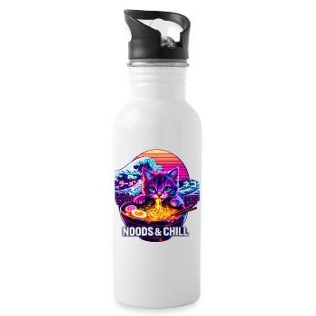 Kanagawa Wave Ramen Bowl Kawaii Japanese - Water bottle with straw - white - Right